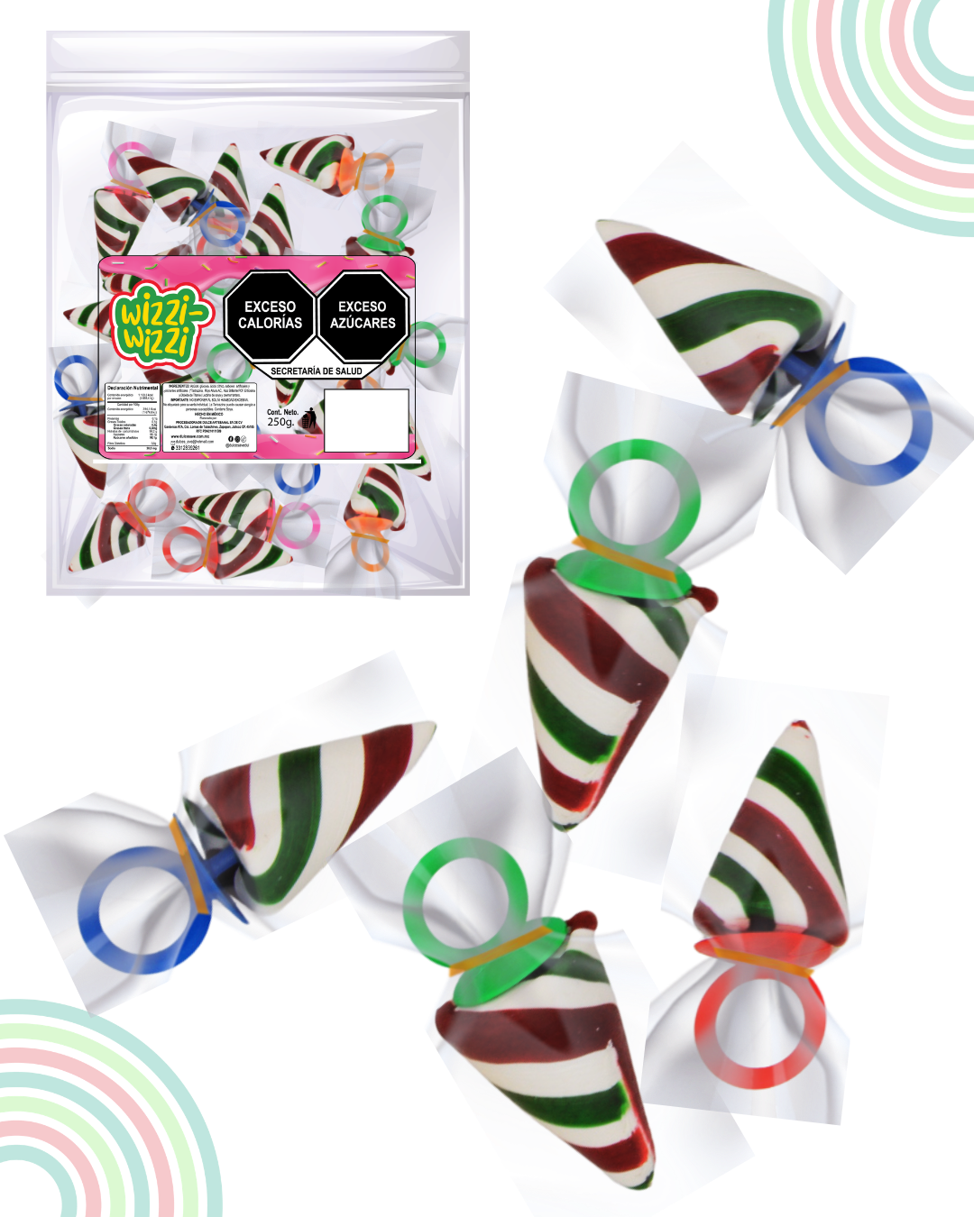 Chupon tricolor Bandera México 20pz fiestas patrias