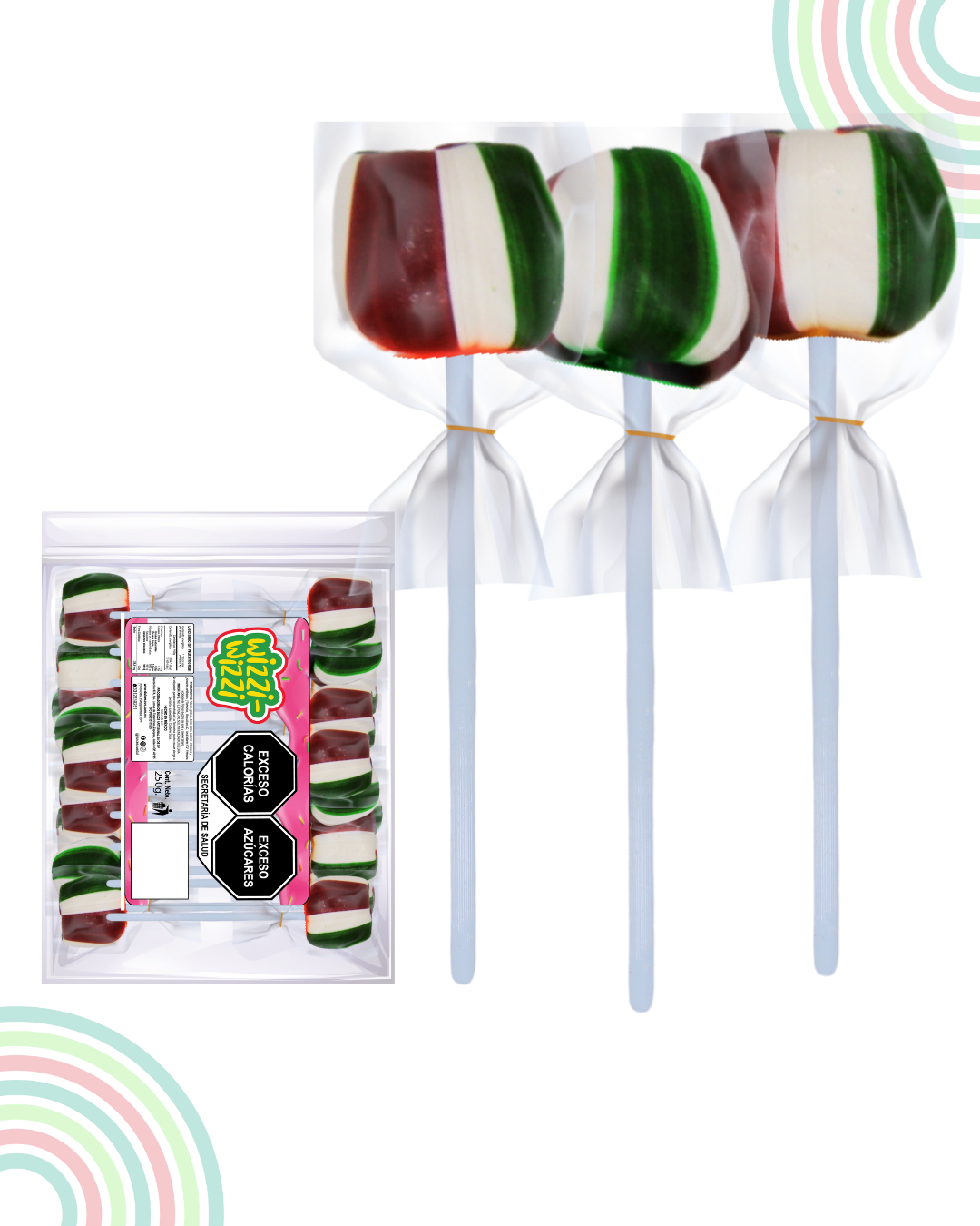 Paleta tricolor Bandera mexico bolsa 20pz Fiestas patrias
