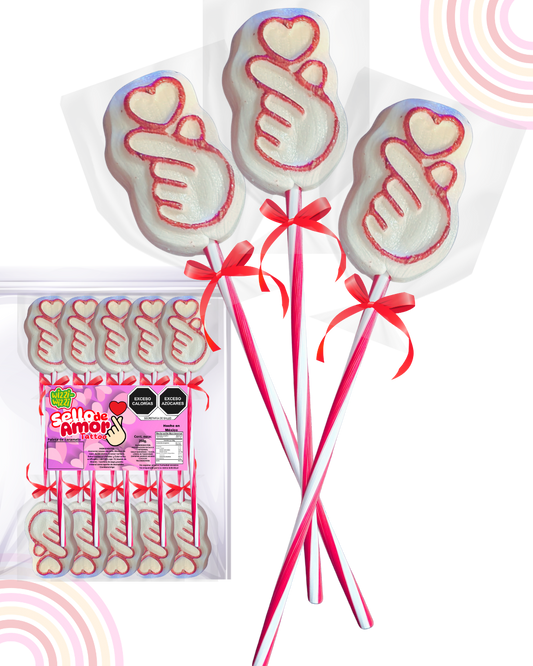 Paleta Sello de Amor corazón Coreano Bolsa 10pz San Valentin