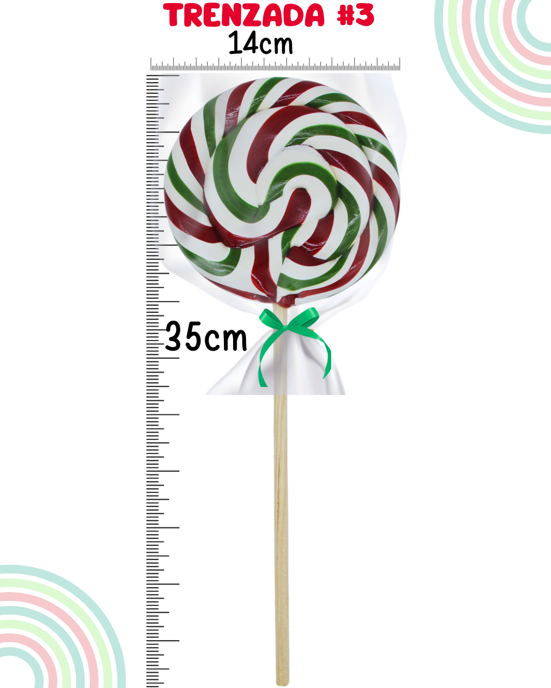 Paleta trenzada tricolor bandera méxico tipo chilindrina
