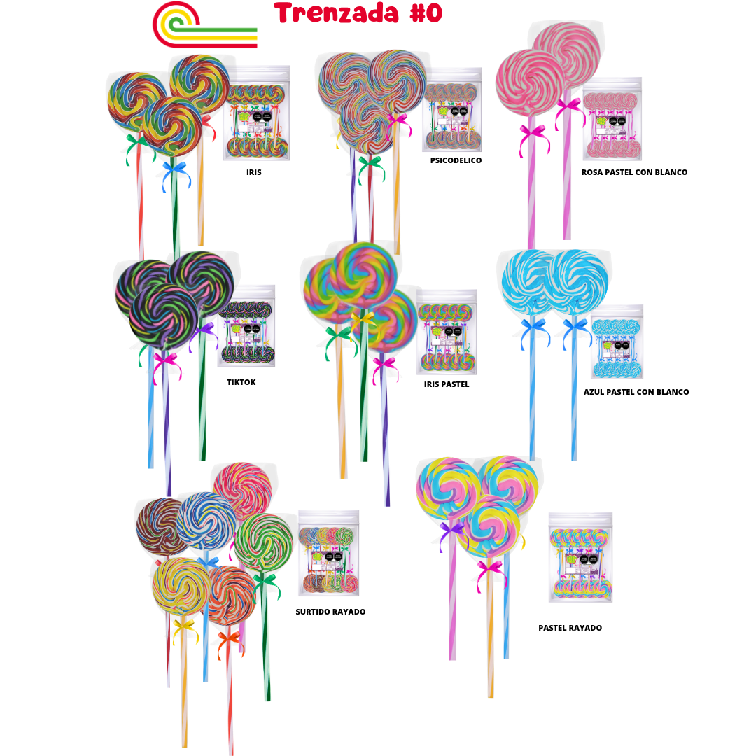 Paleta Trenzada 50pz wizzi chilindrina fiesta de colores
