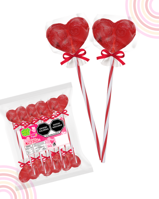 Paleta Corazon no.0 San Valentin 10 pz colores