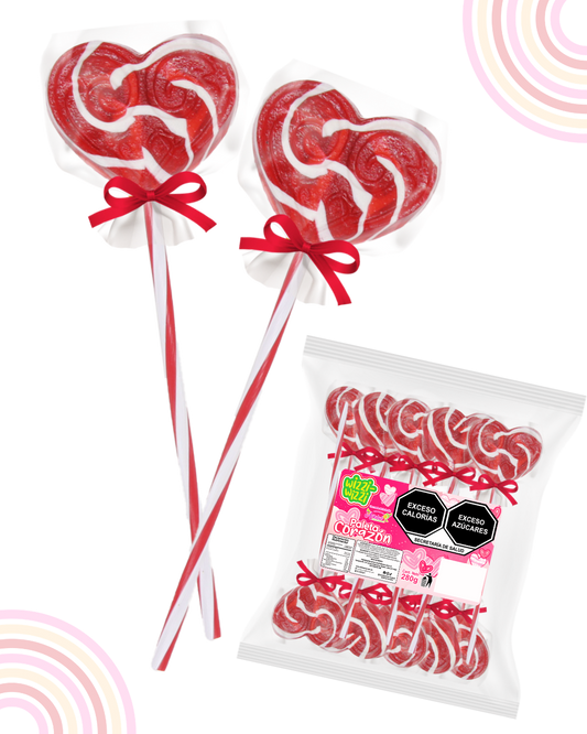 Paleta Corazon no.0 San Valentin 10 pz colores