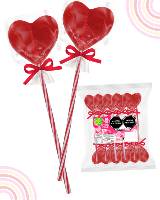 Paleta Corazon no.1 San Valentin 10 piezas