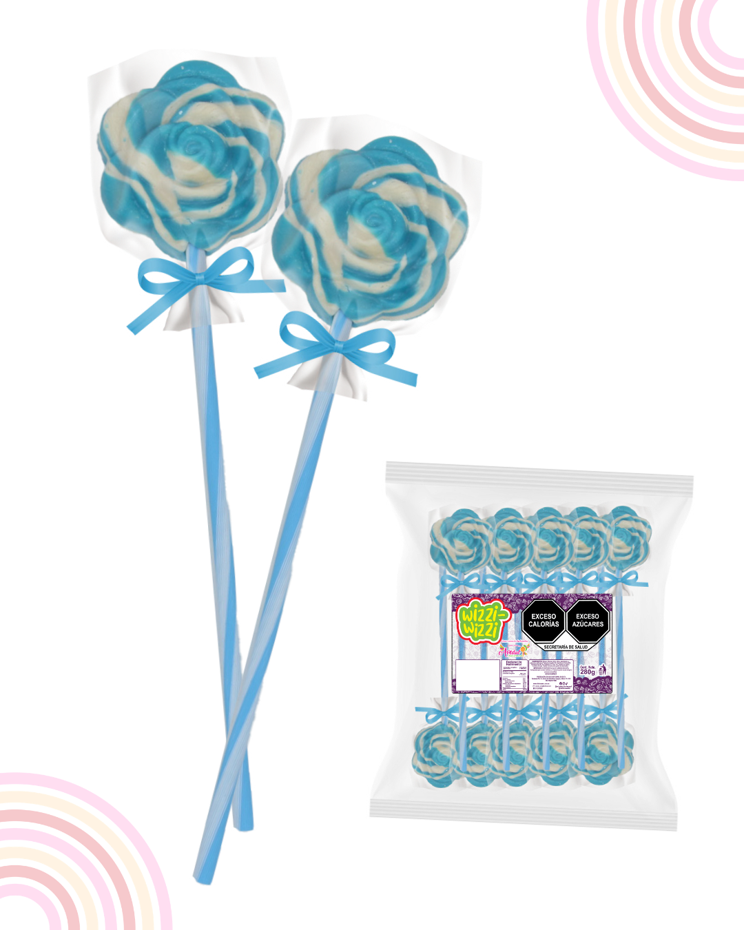 Paleta Flor bolsa 10pz colores