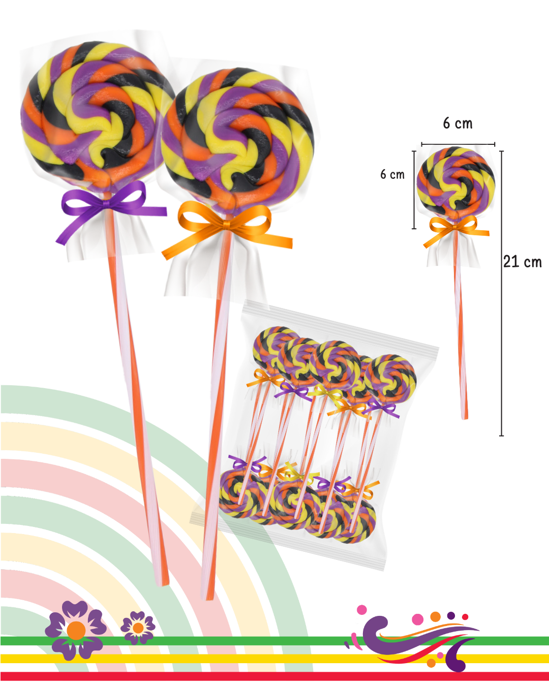 Paleta trenzada  fiesta Halloween 10pz