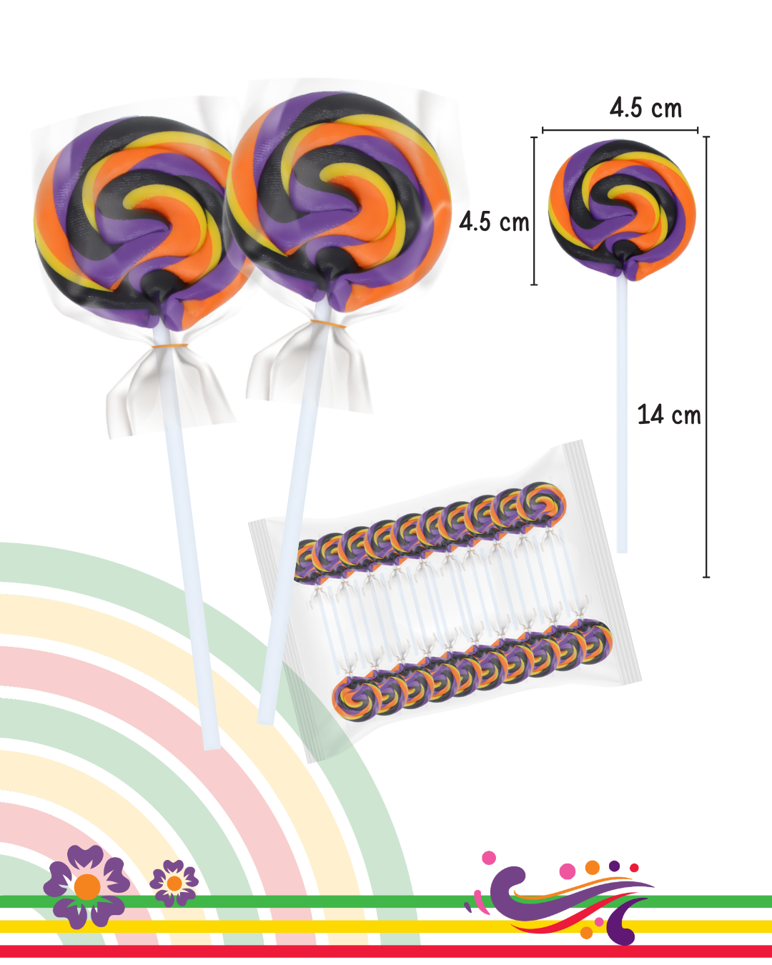 Trenzadita mini colores Halloween 20pz