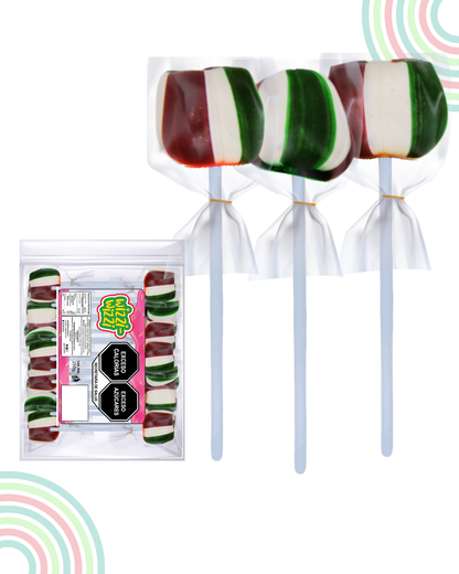 Paleta tricolor Bandera mexico bolsa 20pz Fiestas patrias