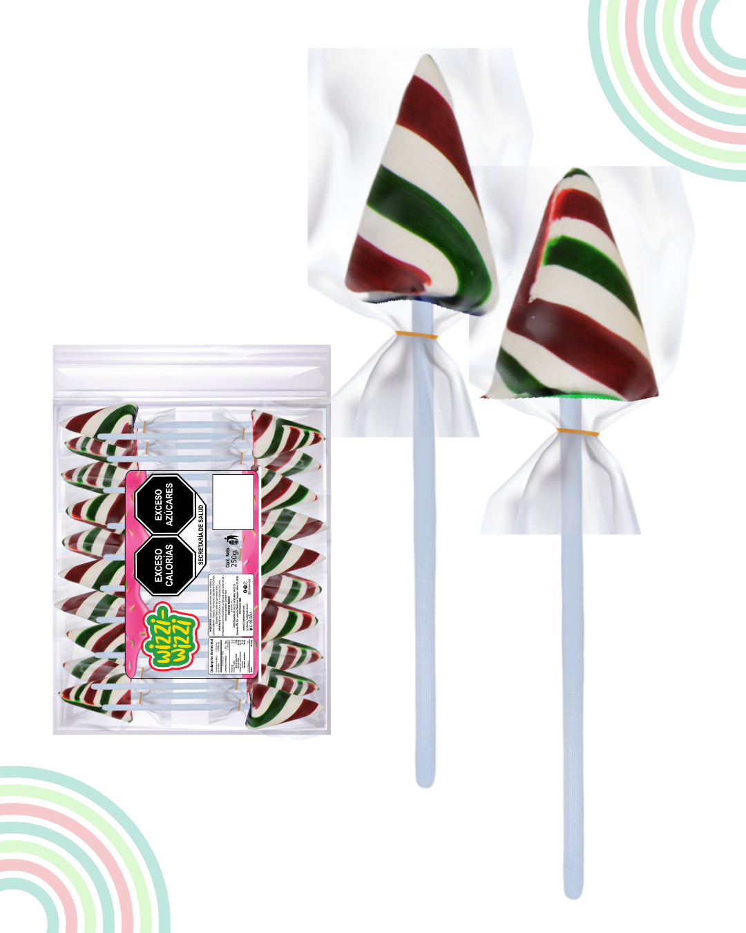 Paleta tricolor Bandera mexico bolsa 20pz Fiestas patrias