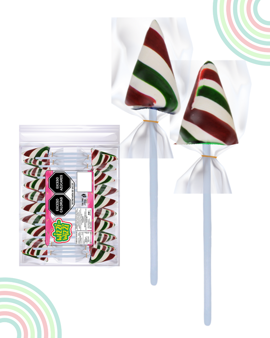 Paleta tricolor Bandera mexico bolsa 20pz Fiestas patrias