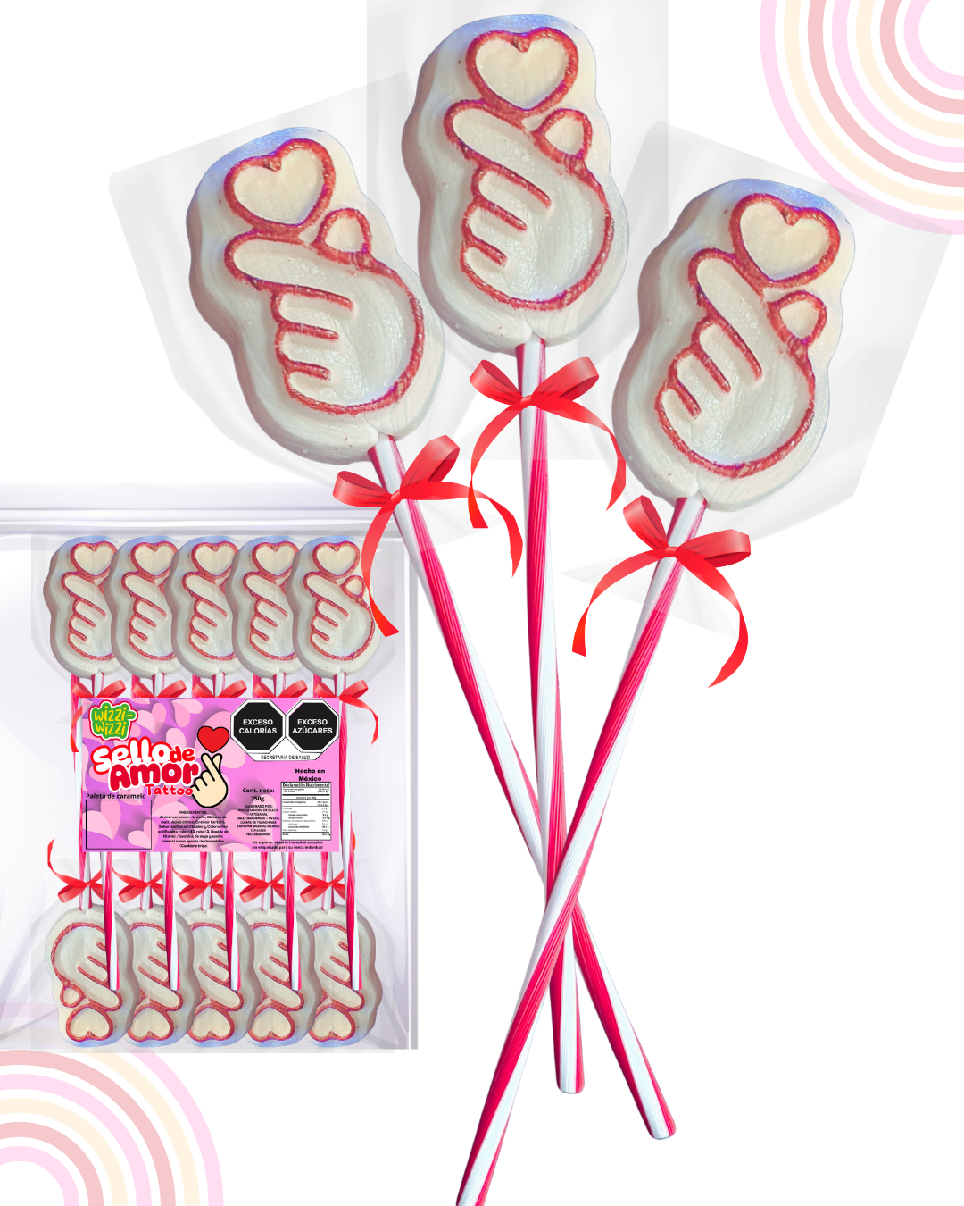 Paleta Sello de Amor corazón Coreano Bolsa 10pz San Valentin