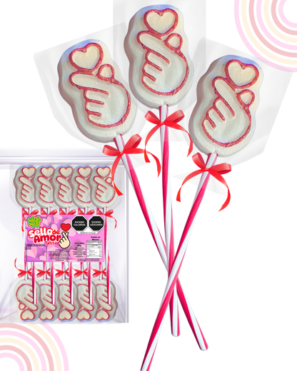 Paleta Sello de Amor corazón Coreano Bolsa 10pz San Valentin