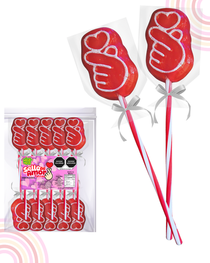 Paleta Sello de Amor corazón Coreano Bolsa 10pz San Valentin