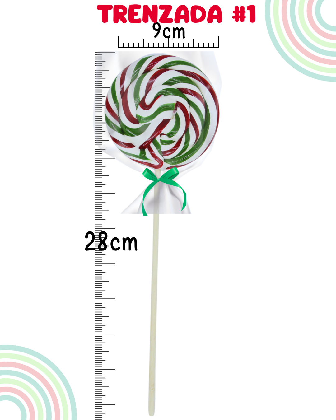Paleta trenzada tricolor bandera méxico tipo chilindrina