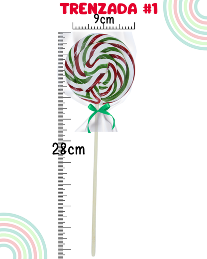 Paleta trenzada tricolor bandera méxico tipo chilindrina