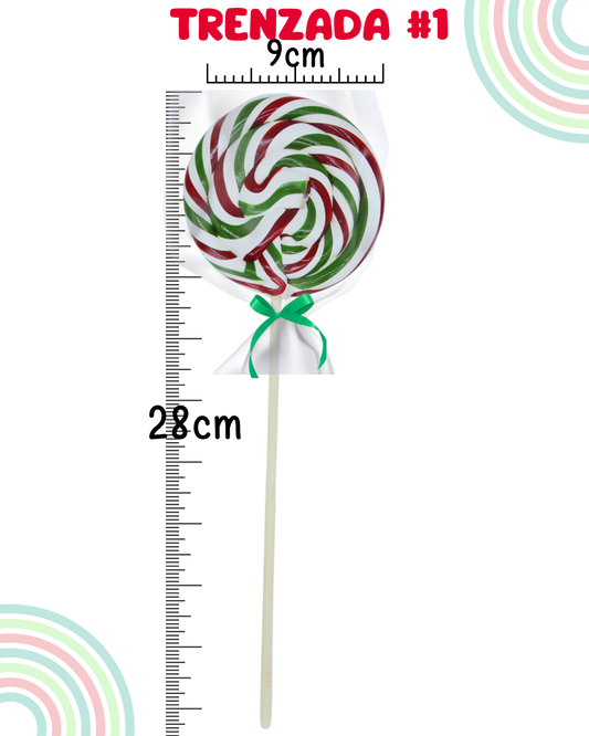 Paleta trenzada tricolor bandera méxico tipo chilindrina