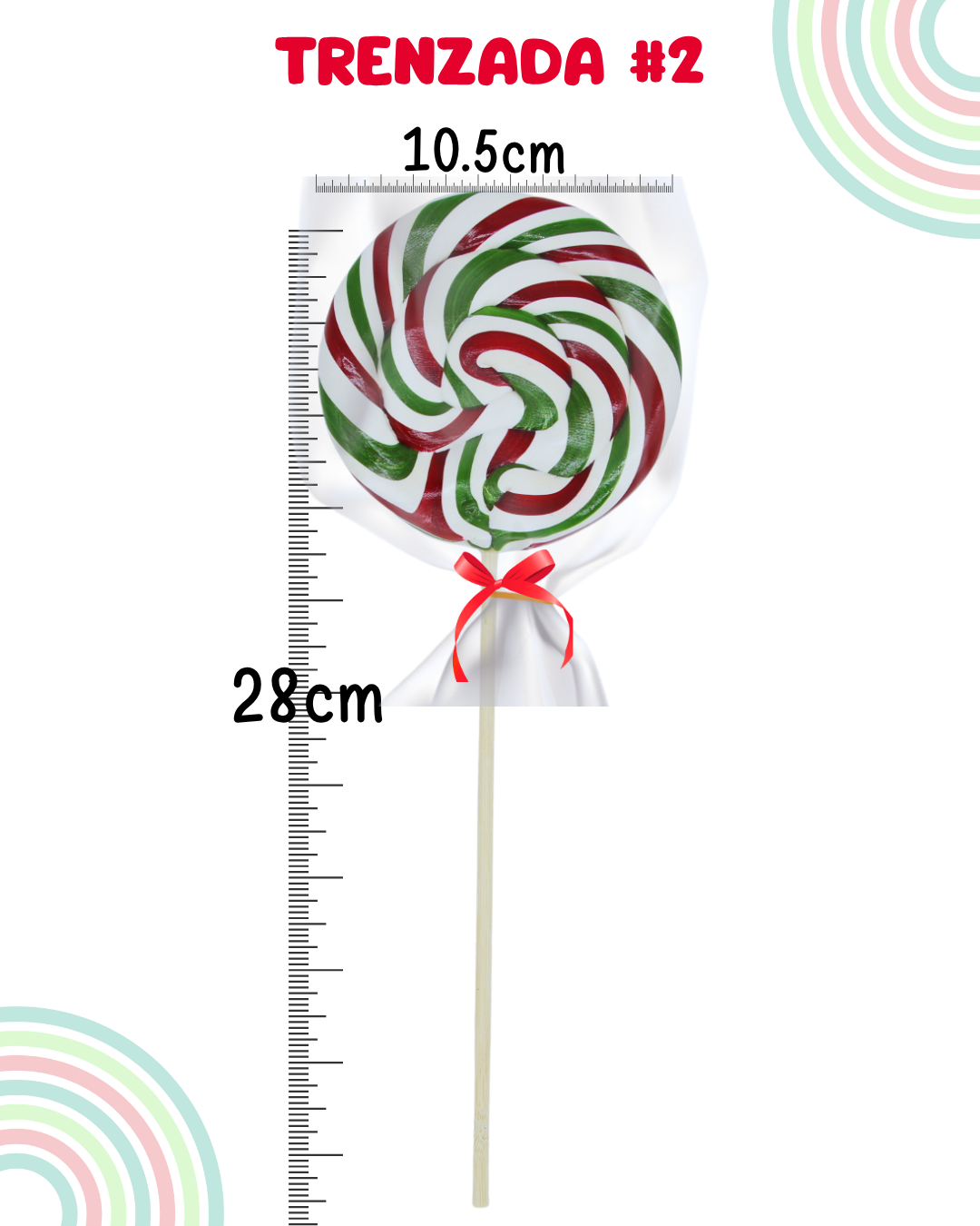 Paleta trenzada tricolor bandera méxico tipo chilindrina
