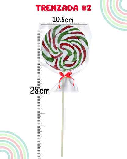 Paleta trenzada tricolor bandera méxico tipo chilindrina
