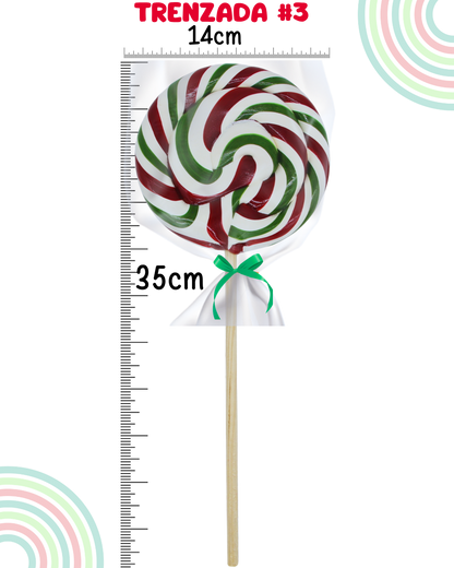 Paleta trenzada tricolor bandera méxico tipo chilindrina
