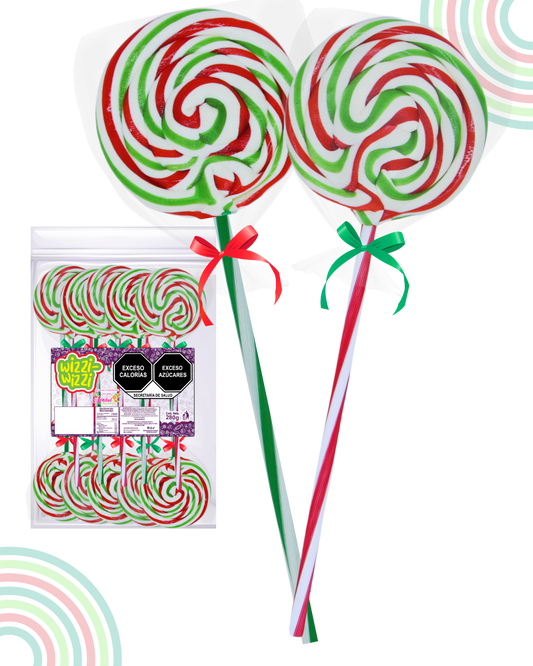 Paleta trenzada Tricolor Bandera México bolsa 10pz tipo chilindrina