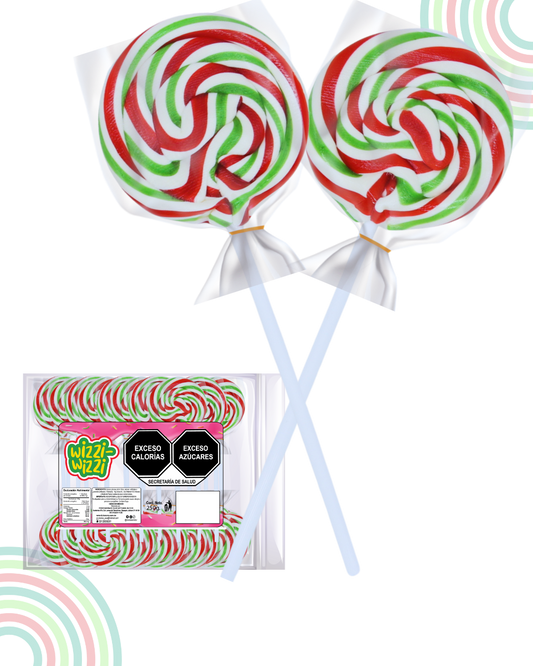 Paleta trenzadita mini tricolor Bandera México bolsa 20pz