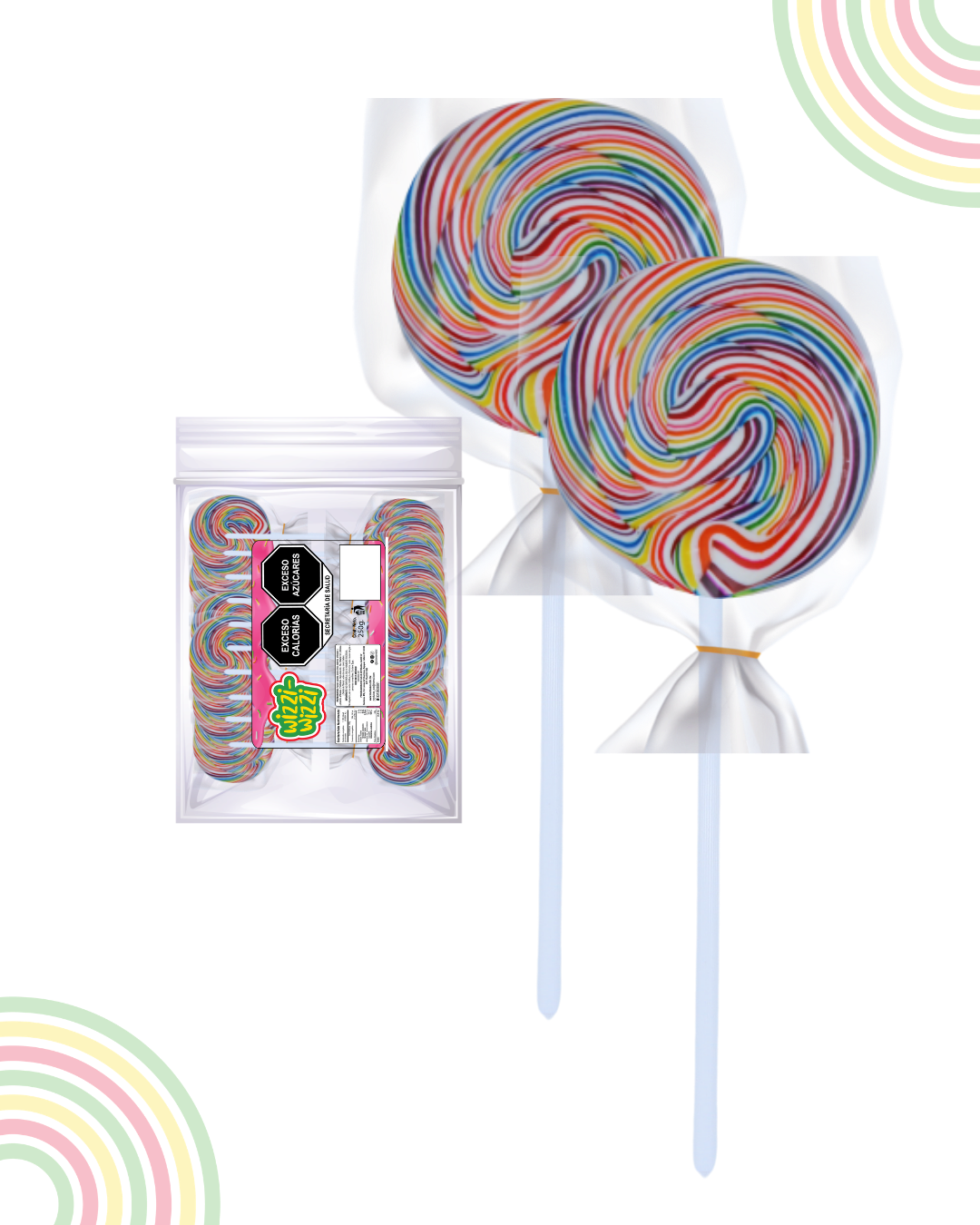 Paleta trenzadita mini 100pz fiestas colores