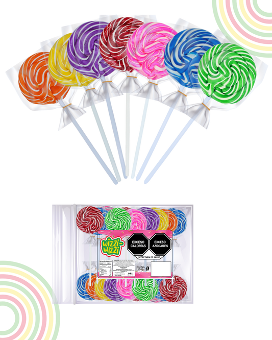 Paleta trenzadita mini 100pz fiestas colores
