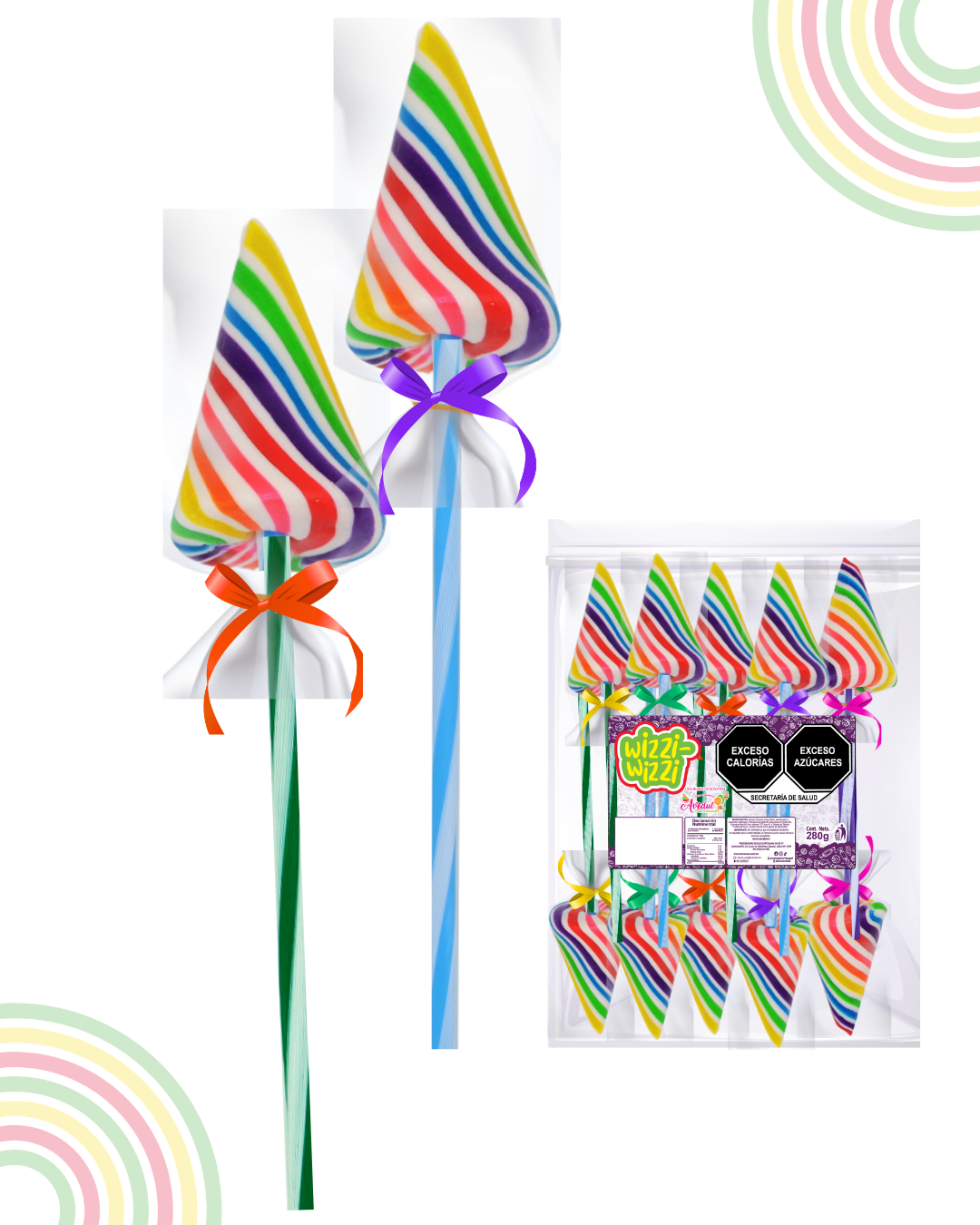 Paleta Piruli 50pz chupirul fiesta colores