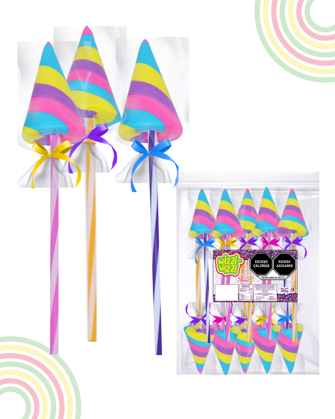 Paleta Piruli 50pz chupirul fiesta colores
