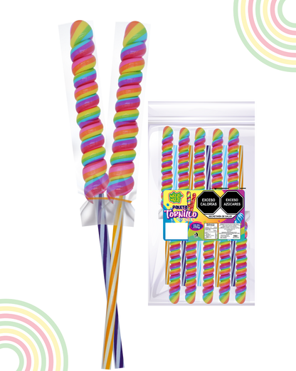 Paleta Tornillo grande 10pz colores fiestas