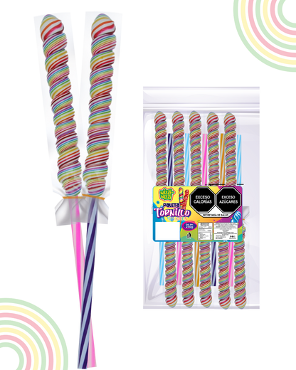 Paleta Tornillo grande 10pz colores fiestas
