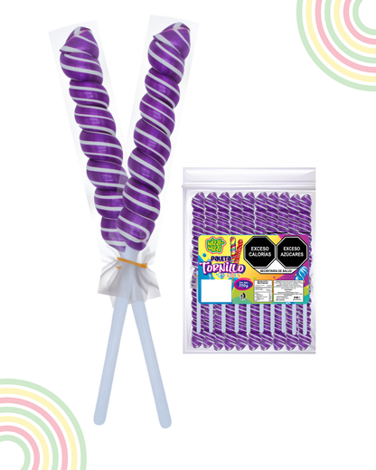 Paleta Tornillo mediano 20piezas bolsa colores fiesta