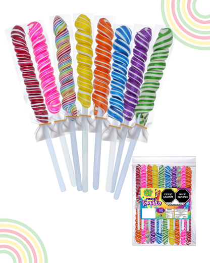 Paleta Tornillo mediano 20piezas bolsa colores fiesta