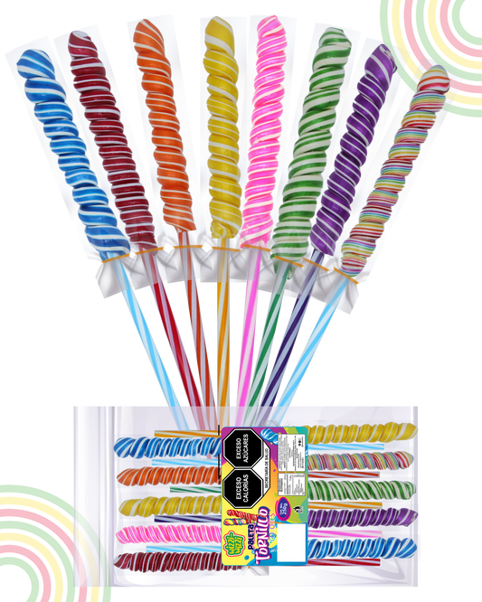 Paleta Tornillo grande 10pz colores fiestas