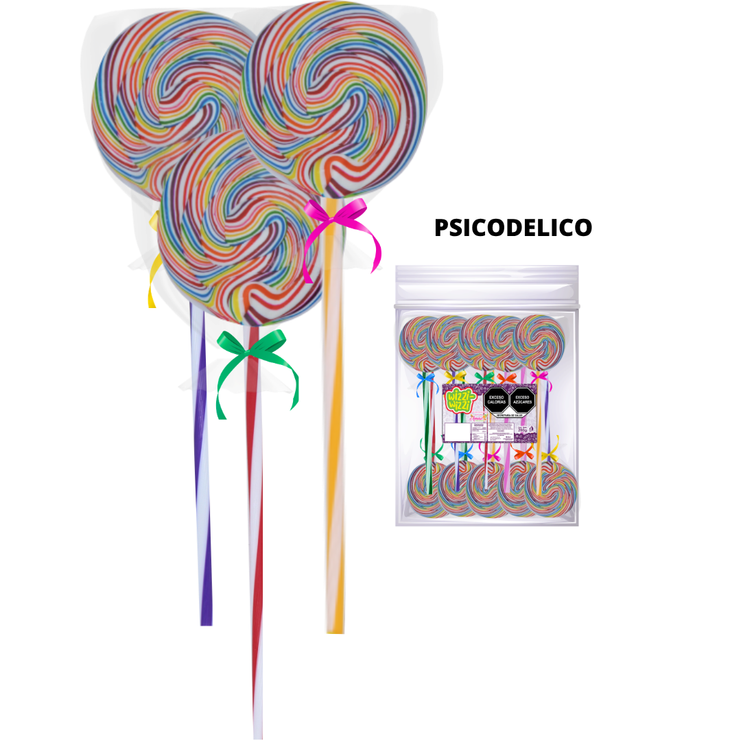 Paleta Trenzada 50pz wizzi chilindrina fiesta de colores