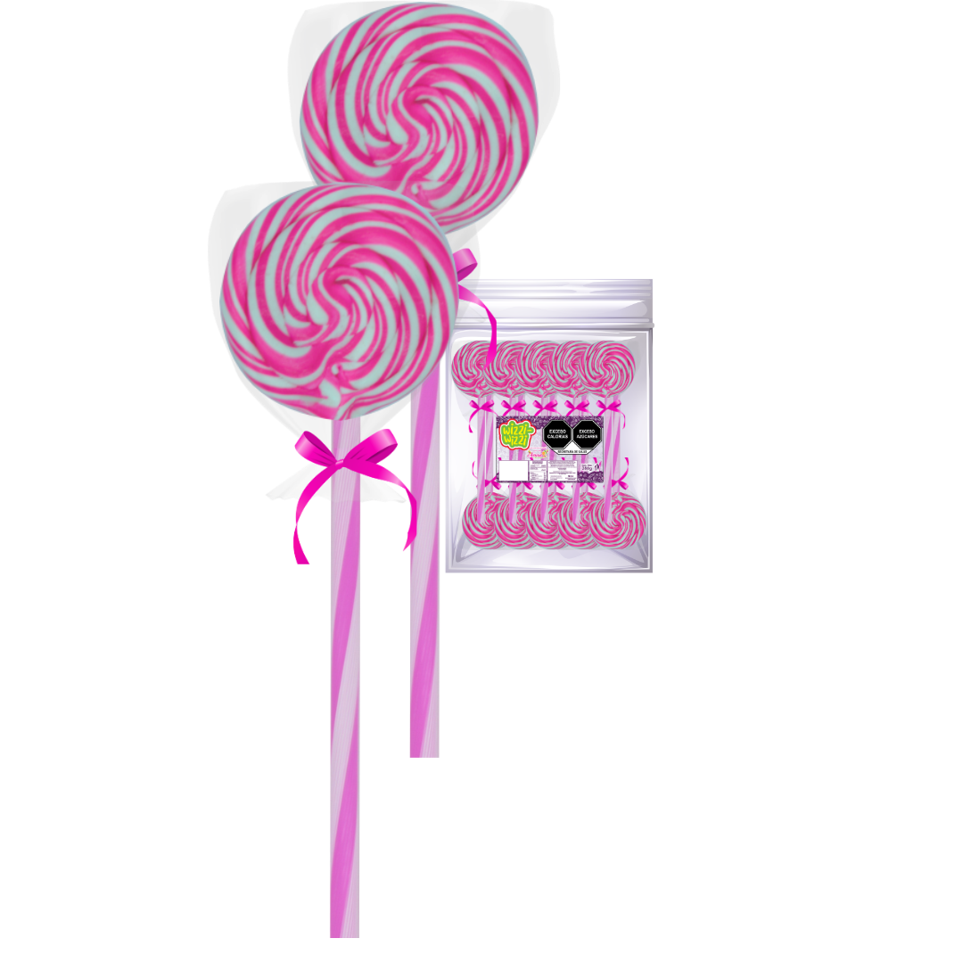 Paleta Trenzada 50pz wizzi chilindrina fiesta de colores