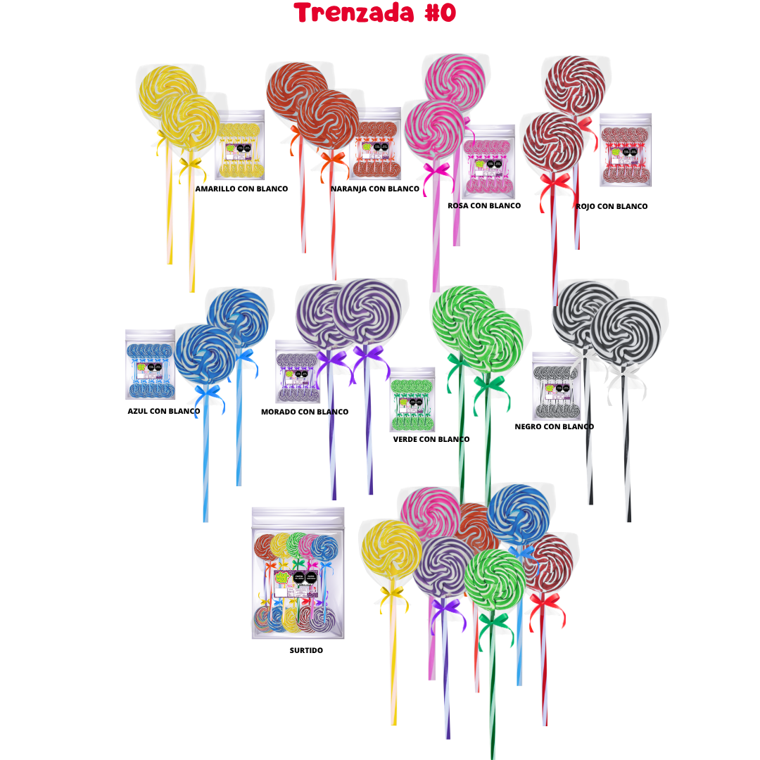 Paleta Trenzada 50pz wizzi chilindrina fiesta de colores